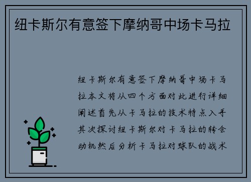 纽卡斯尔有意签下摩纳哥中场卡马拉